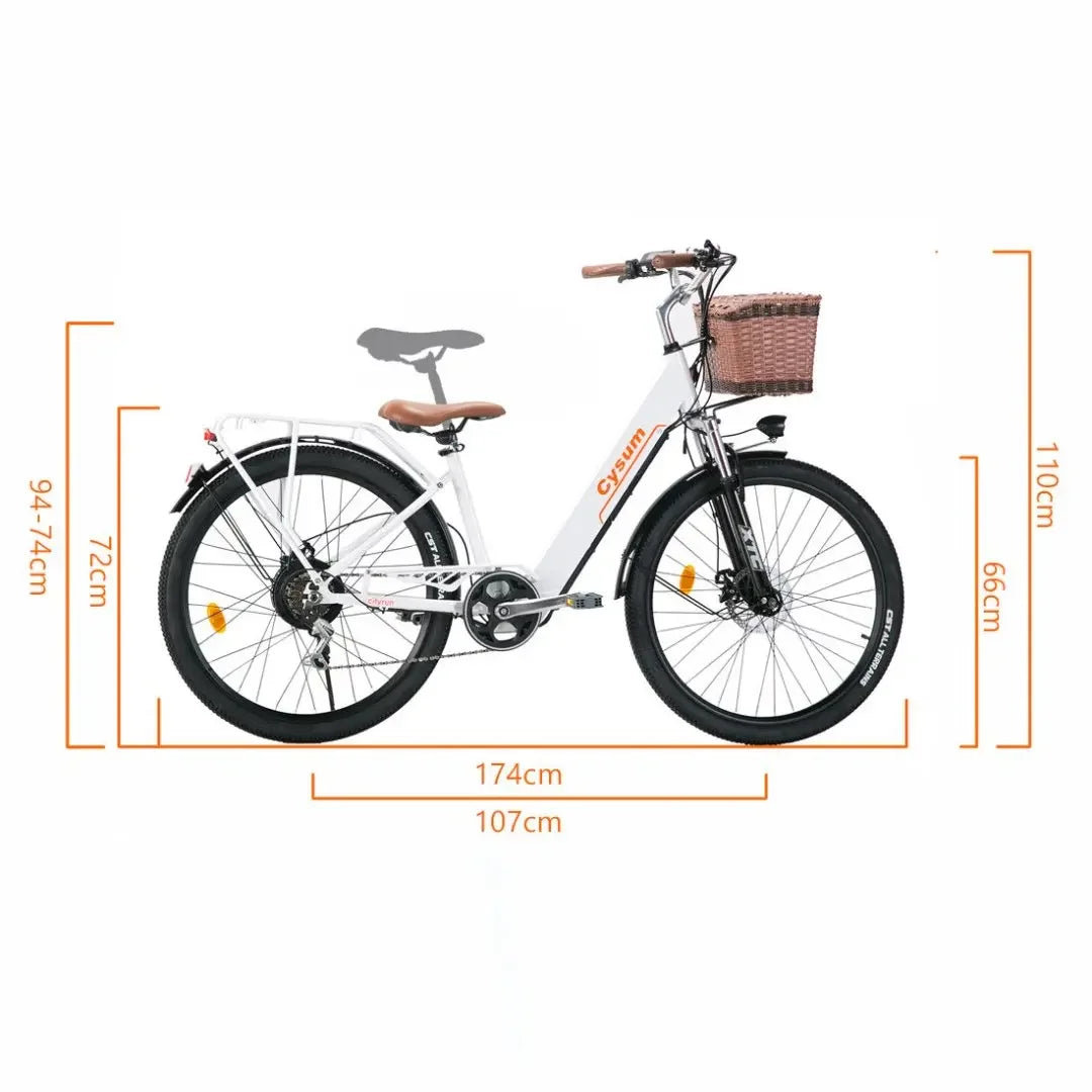 Ebike Electric Bicycle 26" 250W mid motor City Ebike Pedelec with Bicycle Basket Cup HolderSports Entertainment Cycling electric