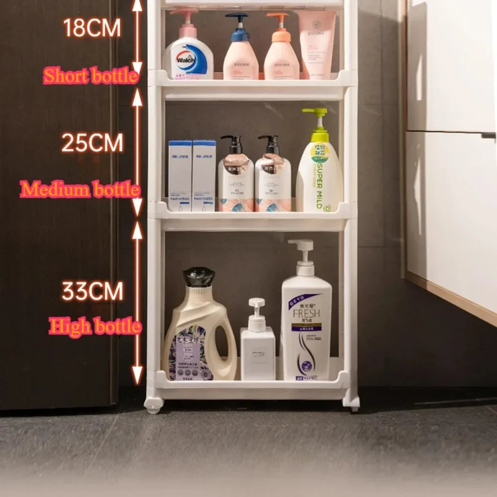 Kitchen Storage Trolley Home Space Saving Narrow Rack Behind Bathroom Door Hollow Out Seam Shelf Toilet Gap Floor Small Carts