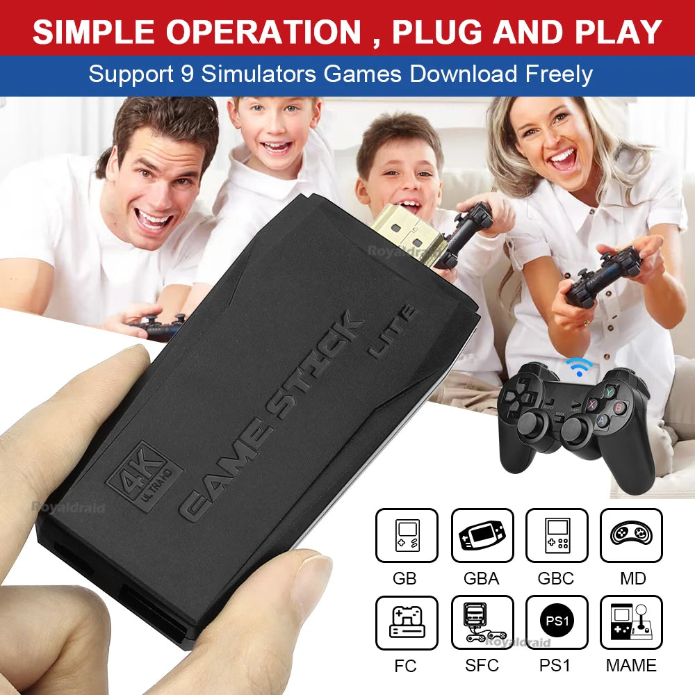 M8 4K Video Game Console 64G Built-in 20000 Games Retro Handheld Game Player 2 Wireless Controller Game Stick Children Xmas Gift