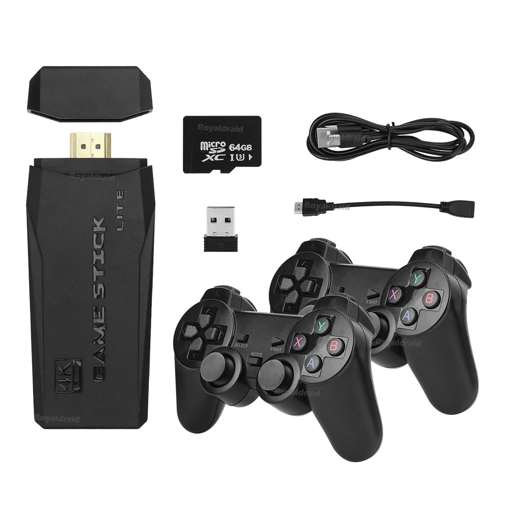 M8 4K Video Game Console 64G Built-in 20000 Games Retro Handheld Game Player 2 Wireless Controller Game Stick Children Xmas Gift