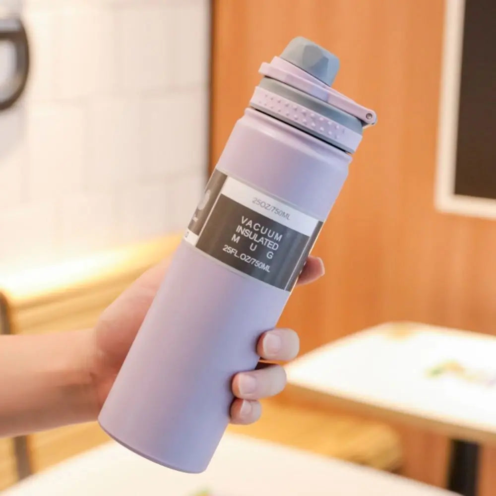 750ML Handheld Vacuum Tumbler Hot or Cold Wide Mouth Insulated Water Bottle 304 Stainless Steel Flask Water Bottle