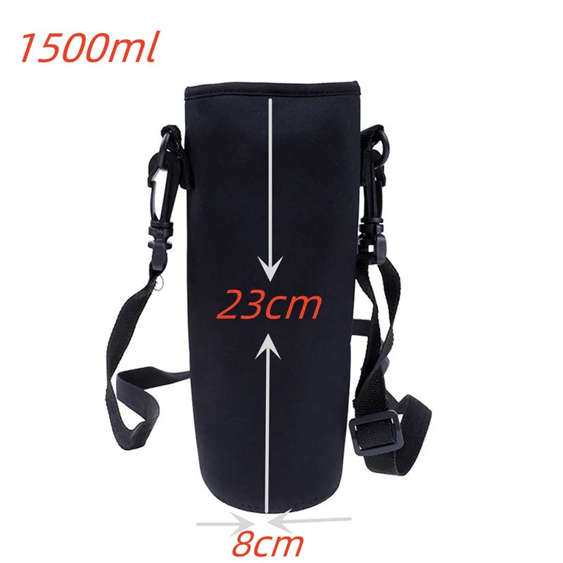 Portable Water Bottle Insulated Neoprene Holder Pouch Bag 420/550/750/1000/1500ml Shoulder With Adjustable Strap