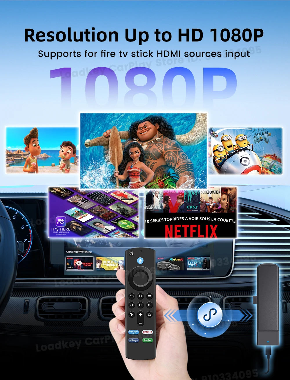 Carlinkit Supports Fire TV Stick Converter TV Streaming Box HDMI Wireless CarPlay TV Adapter for Fire TV Stick HD 4K Max Lite