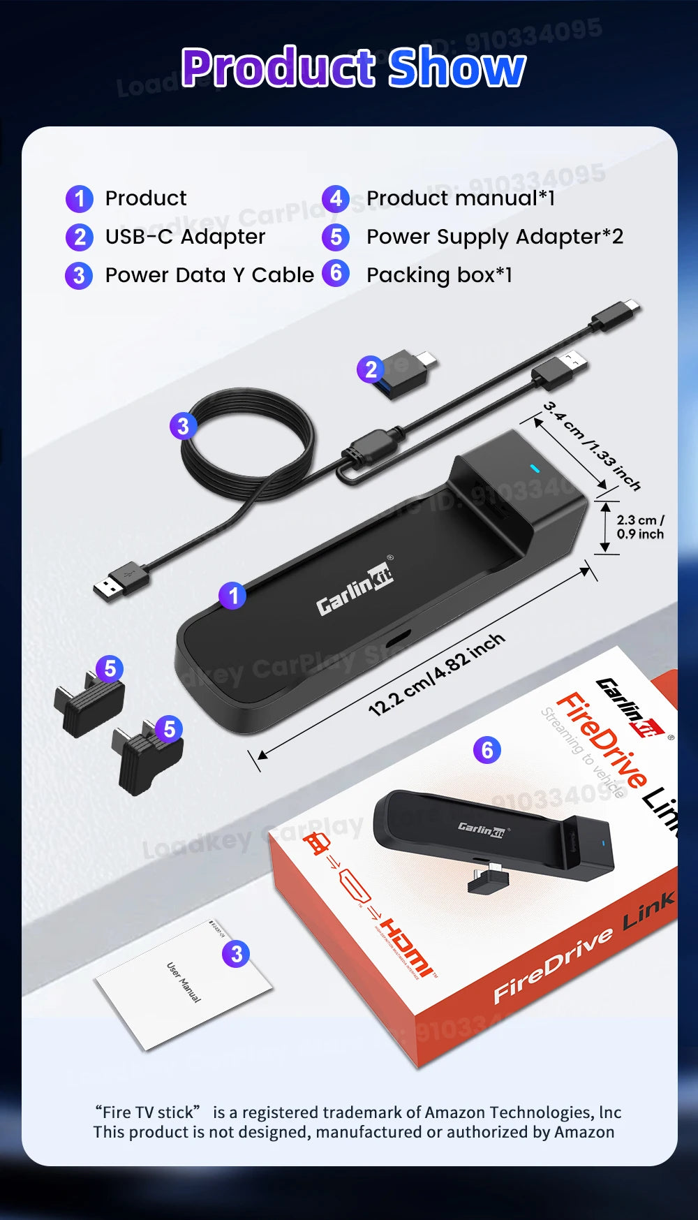 Carlinkit Supports Fire TV Stick Converter TV Streaming Box HDMI Wireless CarPlay TV Adapter for Fire TV Stick HD 4K Max Lite