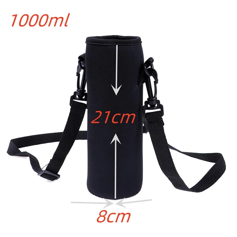 Portable Water Bottle Insulated Neoprene Holder Pouch Bag 420/550/750/1000/1500ml Shoulder With Adjustable Strap