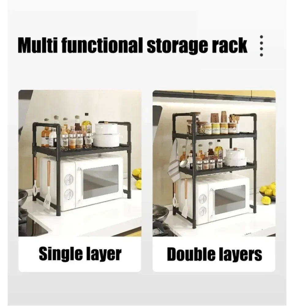 Kitchen Elevated Design Seasoning Rack Microwave Storage RackBilayer Oven Modern Minimalism Kitchen Accessories Organizer