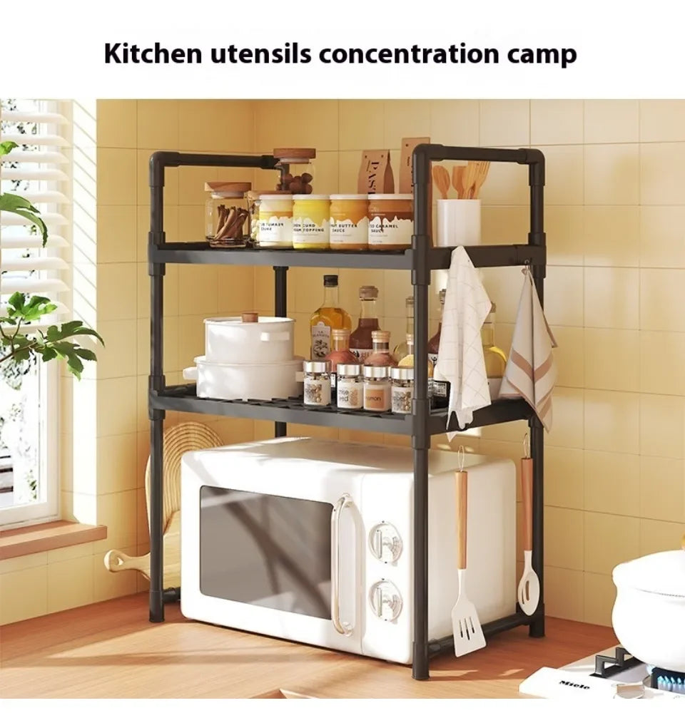 Kitchen Elevated Design Seasoning Rack Microwave Storage RackBilayer Oven Modern Minimalism Kitchen Accessories Organizer