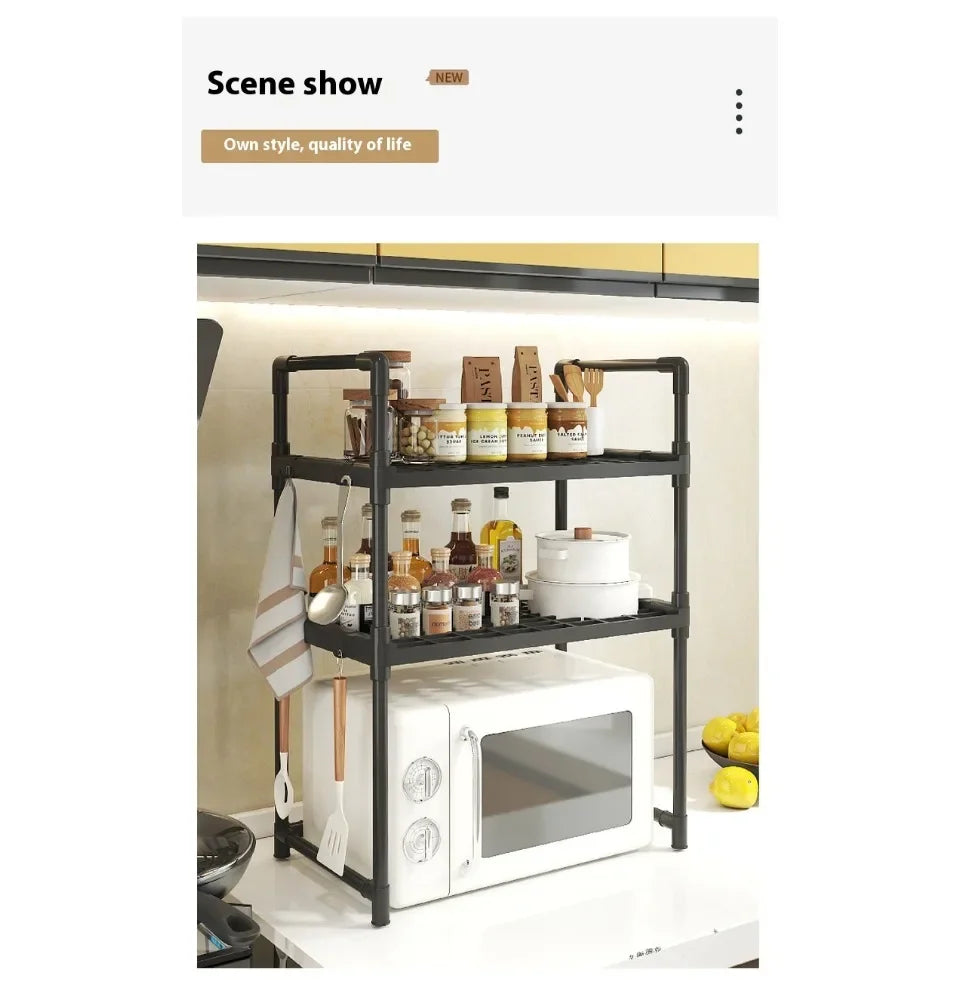 Kitchen Elevated Design Seasoning Rack Microwave Storage RackBilayer Oven Modern Minimalism Kitchen Accessories Organizer