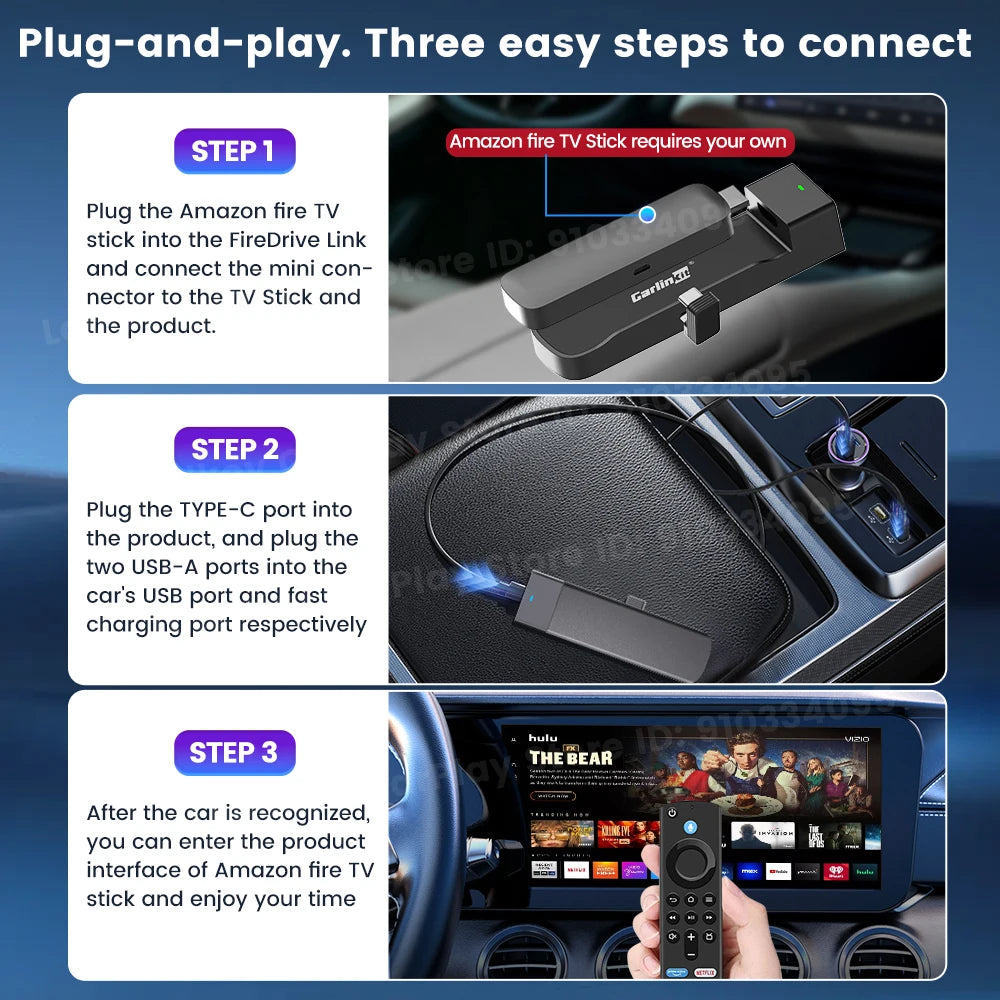 Carlinkit Supports Fire TV Stick Converter TV Streaming Box HDMI Wireless CarPlay TV Adapter for Fire TV Stick HD 4K Max Lite