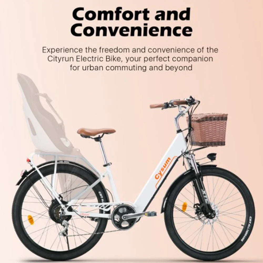 Ebike Electric Bicycle 26" 250W mid motor City Ebike Pedelec with Bicycle Basket Cup HolderSports Entertainment Cycling electric
