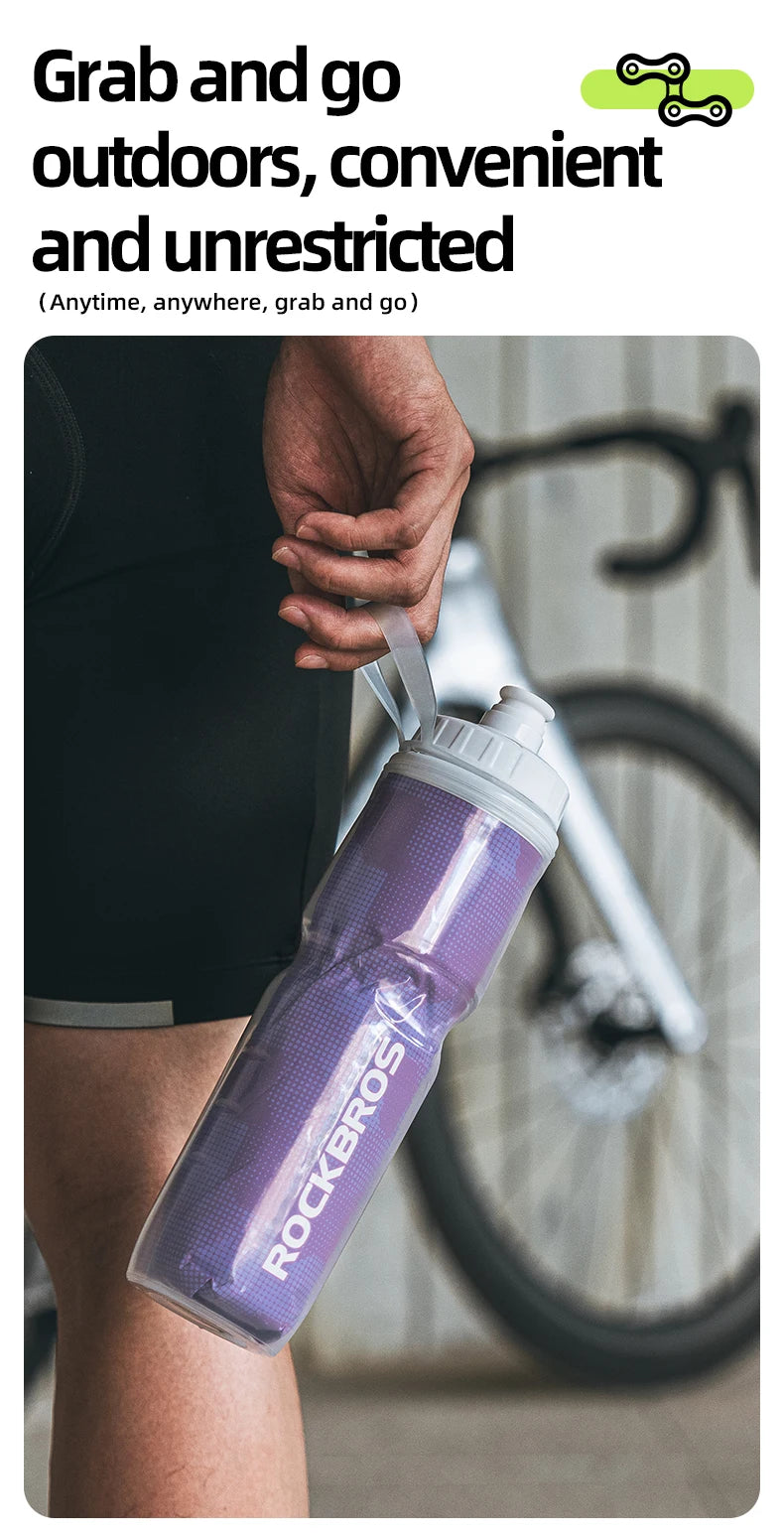 ROCKBROS Cycling Insulated Water Bottle Thermal Drink PP5 Silicone 670ml Fitness Outdoor Sports Bicycle Portable Water Kettle