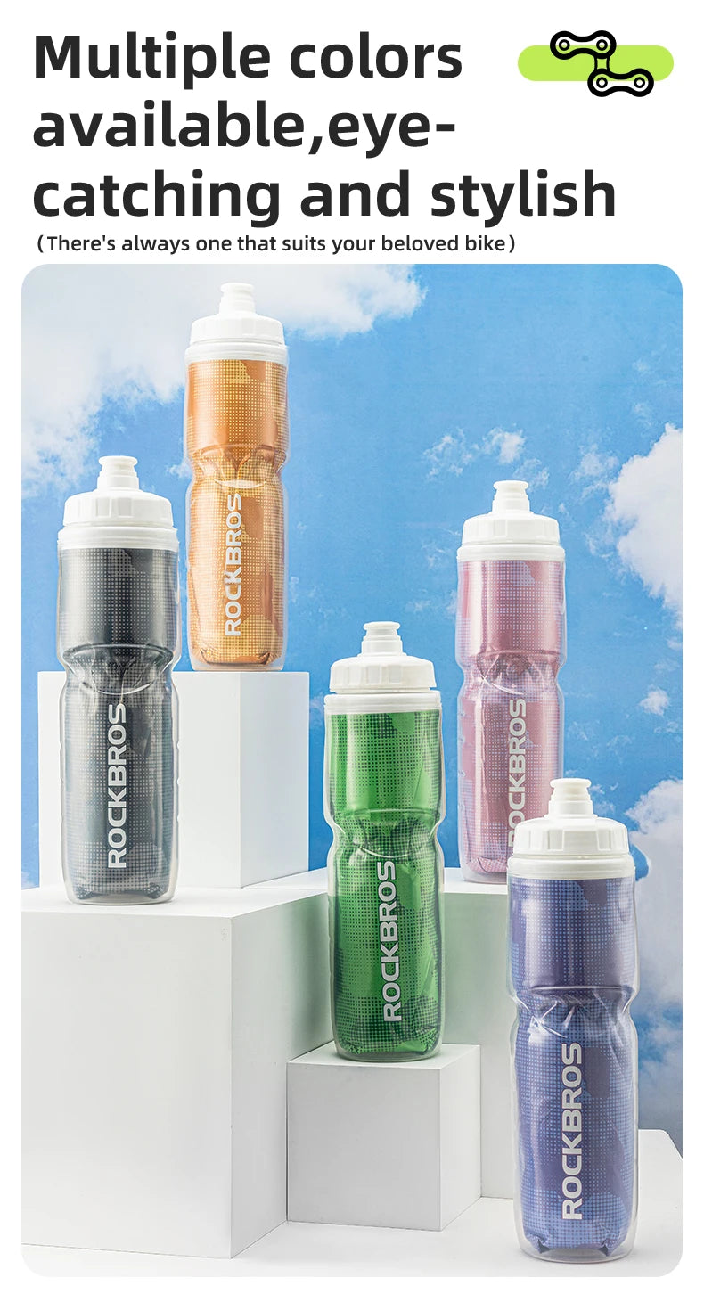 ROCKBROS Cycling Insulated Water Bottle Thermal Drink PP5 Silicone 670ml Fitness Outdoor Sports Bicycle Portable Water Kettle