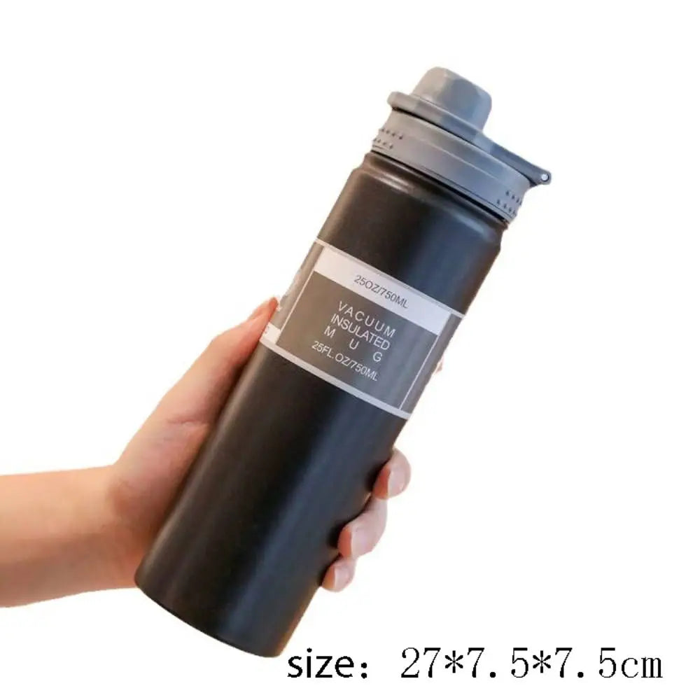 750ML Handheld Vacuum Tumbler Hot or Cold Wide Mouth Insulated Water Bottle 304 Stainless Steel Flask Water Bottle