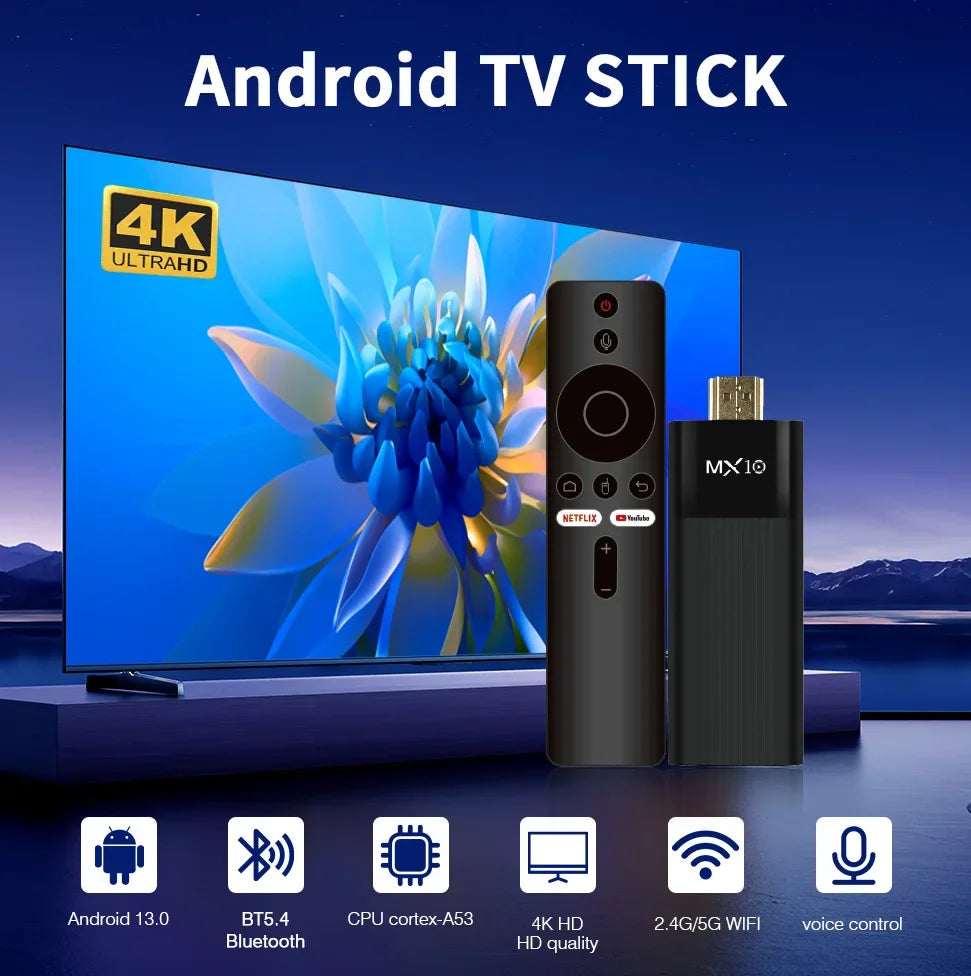 4K MX10 F3 PRO TV Stick 4k Fire TV Stick TV Remote Control Android TV Stick Quad Core Firestick 4k