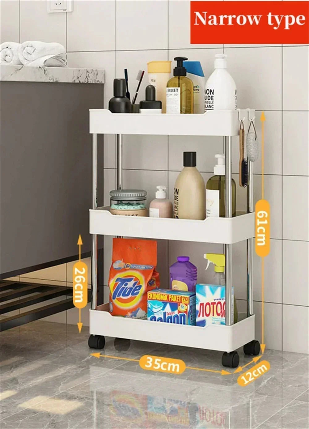 Kitchen Fruit Basket Crevice Vegetable Storage Carts Movable Floor-Mounted Shelf Folding Rack Multi-Layer Stackable Trolley Cart
