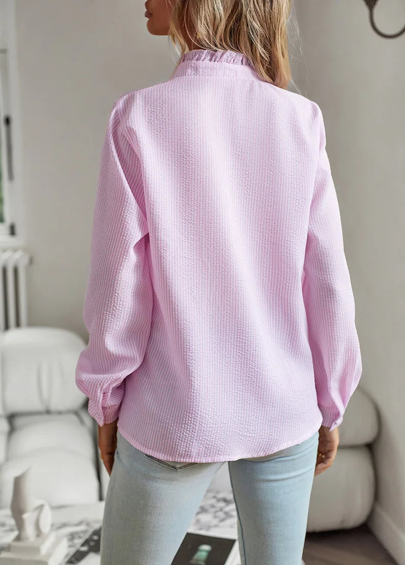 Fashion New Women Elegant Office Shirt,Long Sleeve Top Causal Comfort Simple Shirt,Shirts & Blouses,Tops For Women,Women Clothes