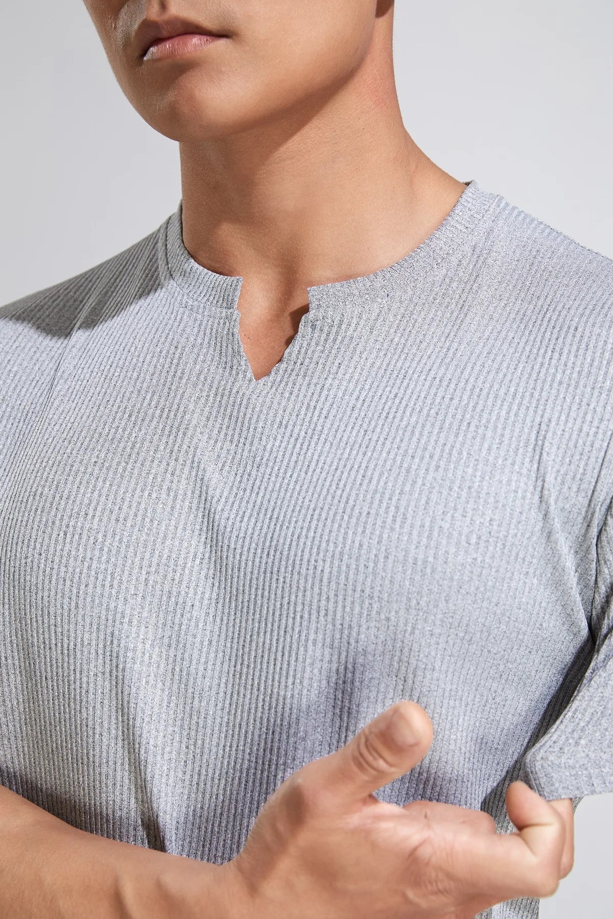 Sport Semi-tight Fitness Short Sleeve Men's Basketball Fall Running Training Solid Color Striped Stretch Sports T-shirt