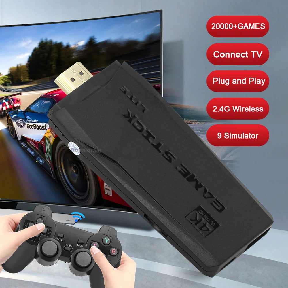 M8 4K Video Game Console 64G Built-in 20000 Games Retro Handheld Game Player 2 Wireless Controller Game Stick Children Xmas Gift