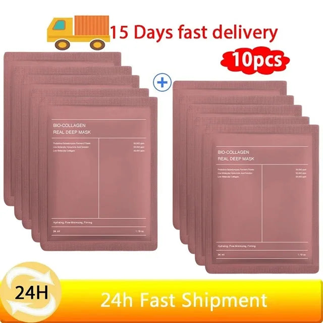 Bio-Collagen Real Deep Mask Anti-Wrinkle Lifting Face Mask With Hydrolyzed Collagen Collagen Reverse Film Volume Peel Off Mask