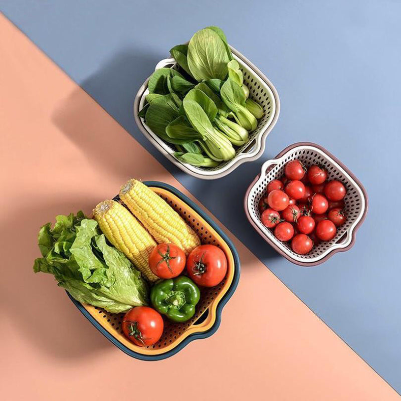 6pcs, Colander, Double Layer Drain Basket, Plastic Strainer Basket, Reusable Washing Basket, Household Colander For Kitchen, Fruits And Vegetable Washing Basket, Kitchen Stuff, Kitchen Gadgets, Kitchen Accessories