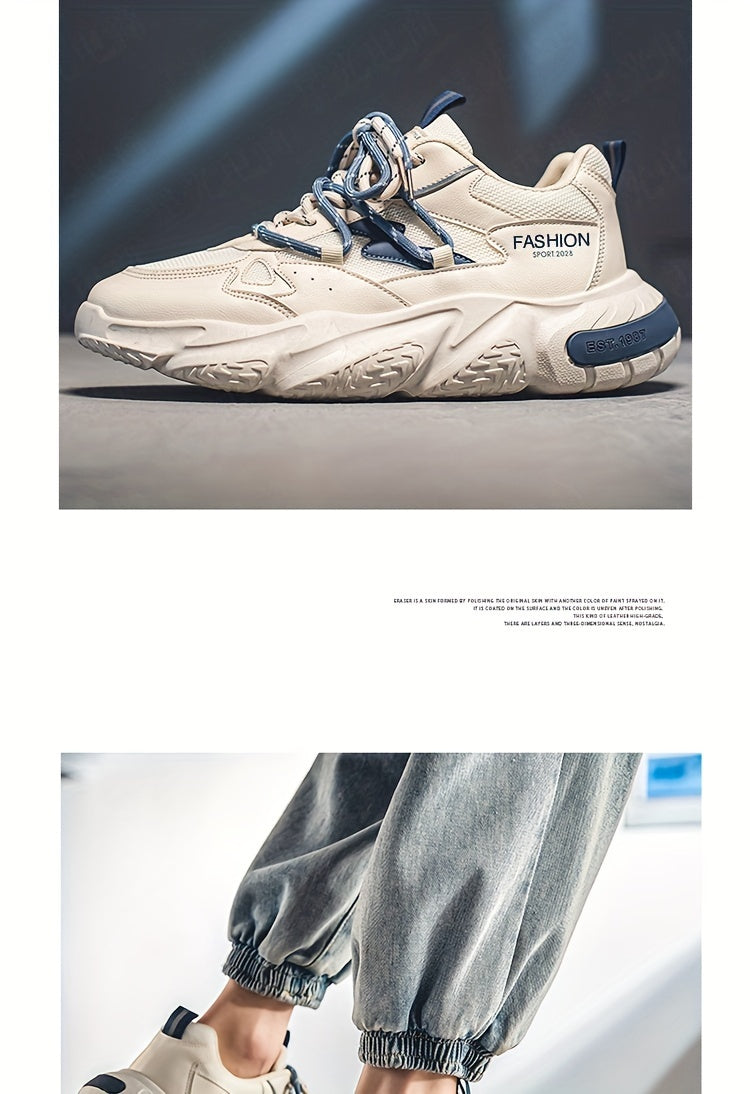 Light luxury men's shoes autumn new breathable casual sports shoes men's fashion versatile trendy thick-soled dad shoes