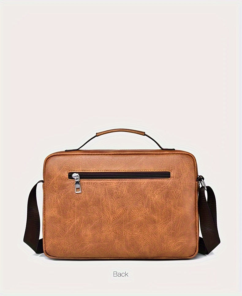 1/2pcs Men's Business Adjustable Strap Sling Bag, Casual PU Leather Shoulder Messenger Bag