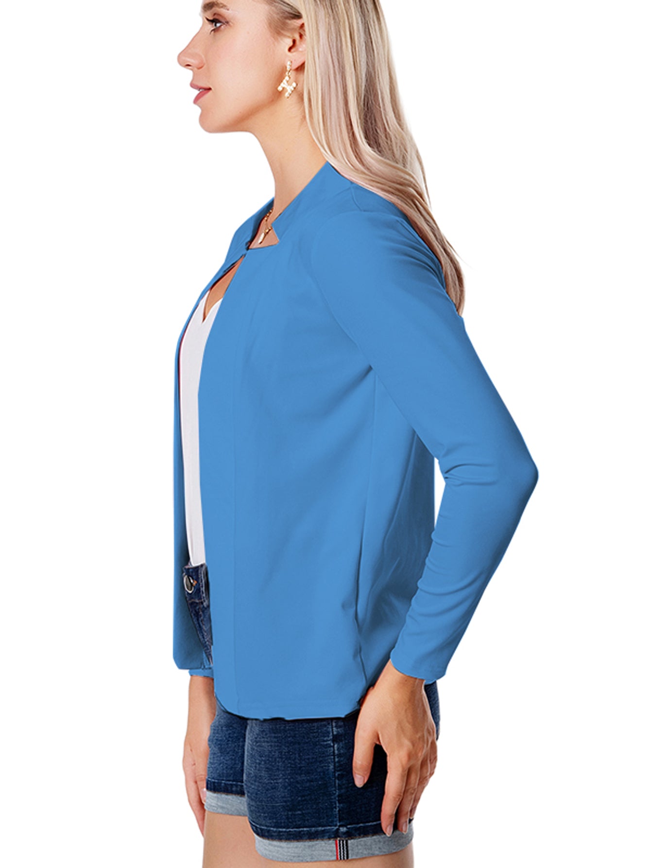 Solid Split Open Front Blazer, Elegant Long Sleeve Blazer, Elegant & Stylish Tops For Office & Work, Women's Clothing