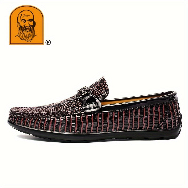 Men's Textured Moc Toe Loafer Shoes, Comfy Non-slip Slip On Shoes, Men's Shoes, Spring And Summer
