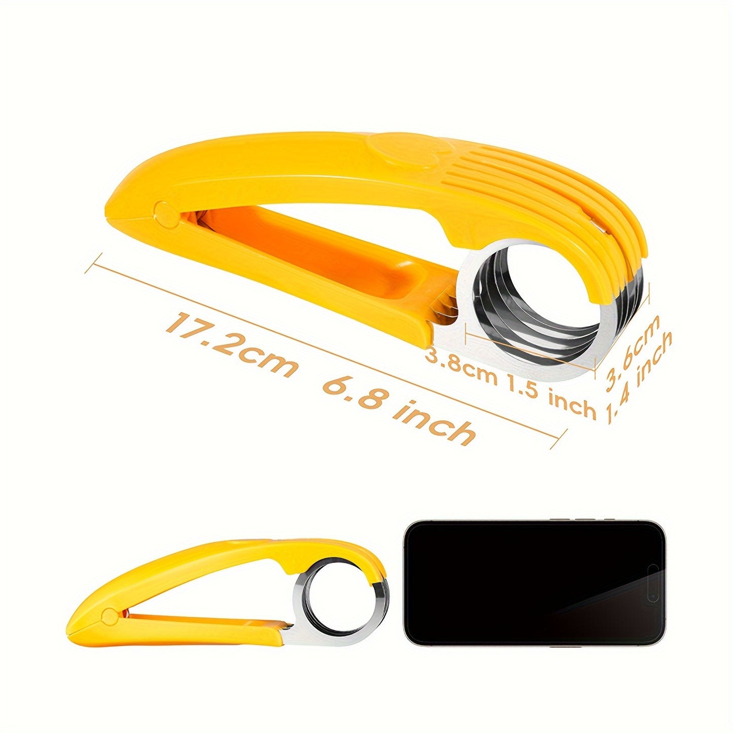 1pc Stainless Steel Hot Dog & Banana Slicer - Multi-Fruit Cutter with Yellow Handle, Kitchen Gadget for Even Sausage and Fruit Slices, Ideal for Home Cooking, Hot Dog Slicer