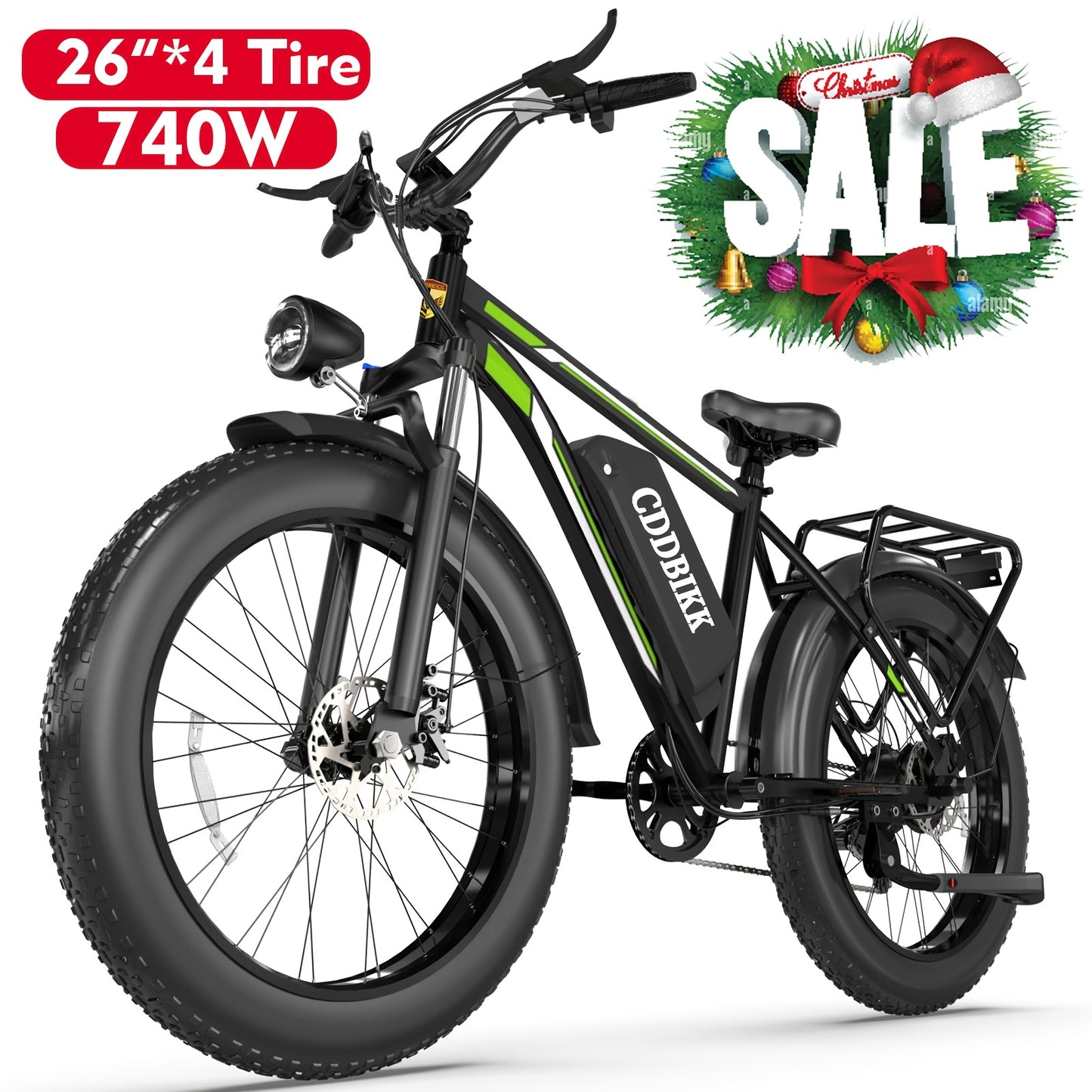 F26 Electric Bike for Adults 740W Electric Bicycle 48V 18AH (864WH) Removable Battery Electric Bike 26" Fat Tire Mountain 19mph 7 Speed Gears Dual Shock Absorber Electric Bike