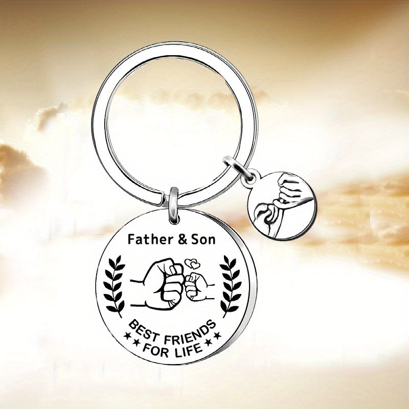 Dad Keychain Gifts From Son Stainless Steel Key Chain Ring Father & Son Best Friends For Life Key Chain Birthday Father's Day Gift For Dad Father Papa