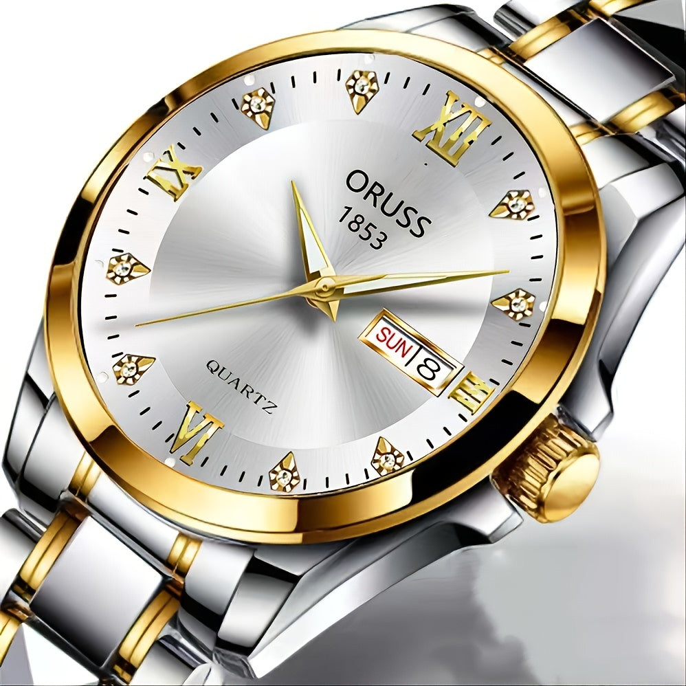 1pc Men's Round Waterproof Luminous Quartz Watch, Wristwatch, Ideal choice for Gifts