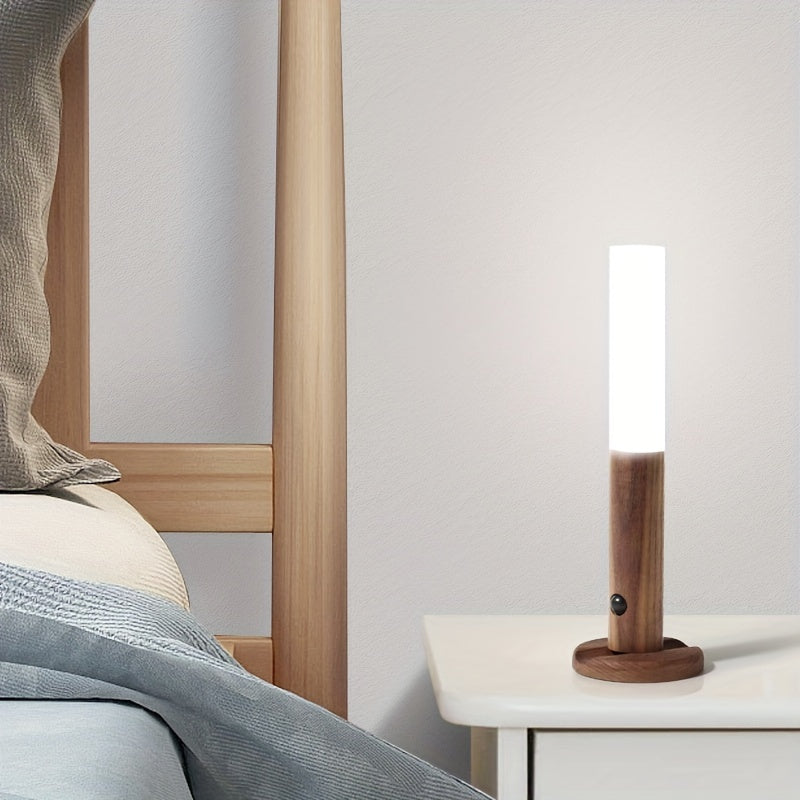 1pc Magnetic Wood Creative Intelligent Auto PIR Motion Sensor LED Rechargeable Night Light for Kitchen Cabinet