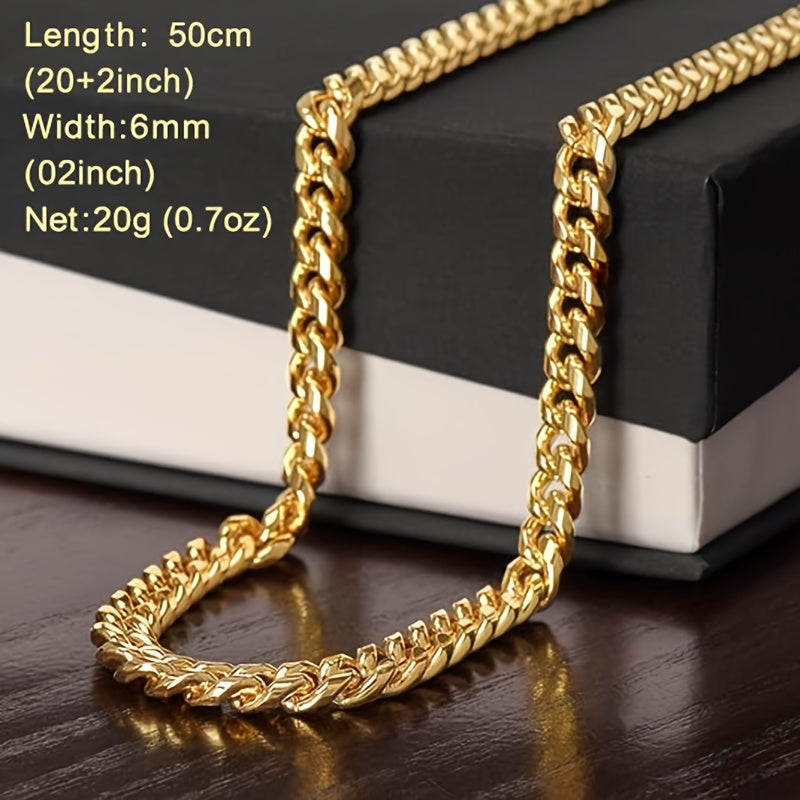 1pc To My Son New Golden Cuba Necklace Father's Day Gift For Him Gift Box Hip Hop Titanium Steel Gift for Him Man Father Best Dad Women Mother's Day Jewelry Waterproof Fashion Trendy Simple Jewelry birthday