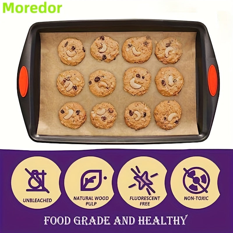 MOREDOR 50/100/200pcs Parchment Paper Baking Sheets, 12 x 16 Inch, Non-Stick, Unbleached Wood Material, for Baking, Cooking, Grilling, Air Fryer, Steaming - Kitchen Accessories Without Battery