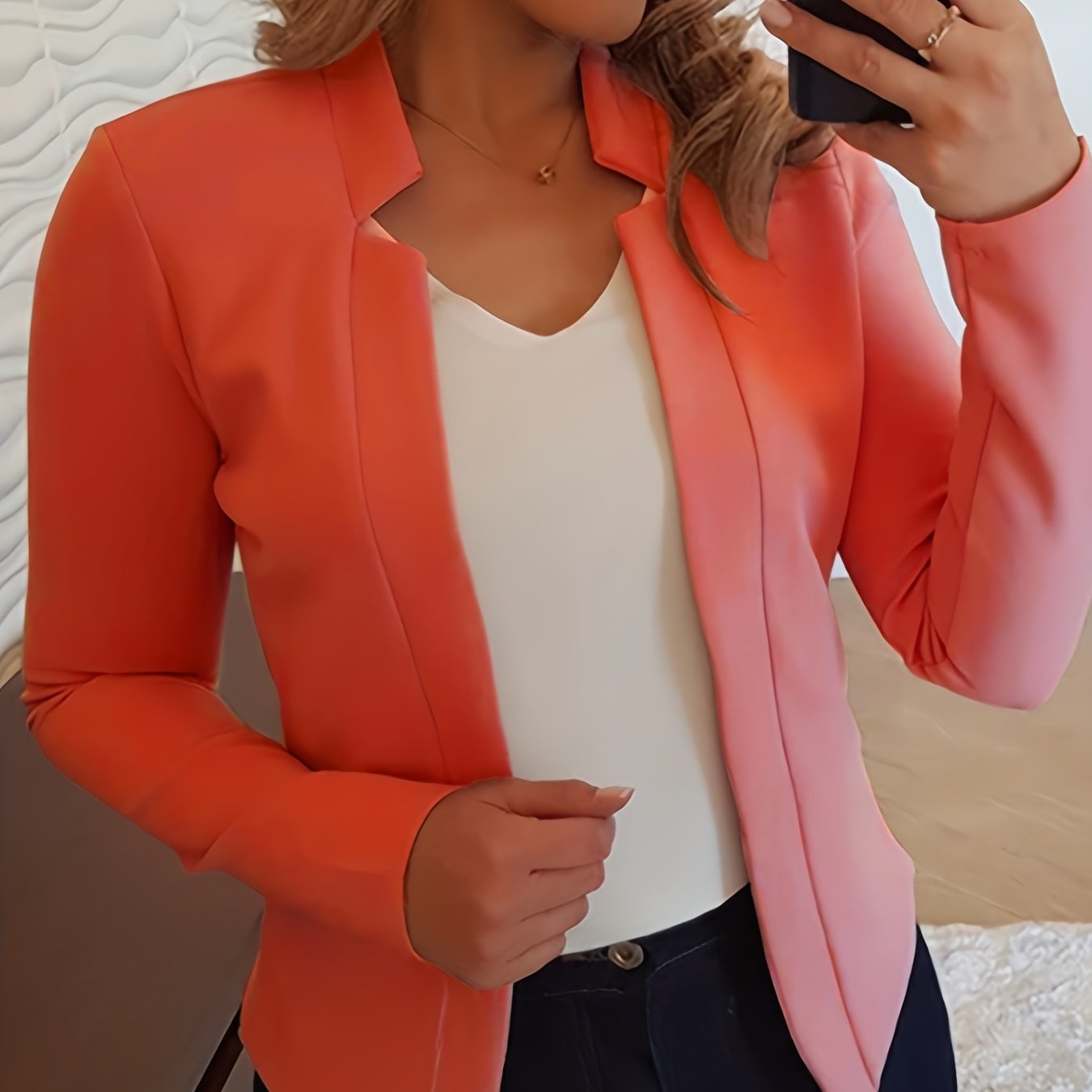 Solid Split Open Front Blazer, Elegant Long Sleeve Blazer, Elegant & Stylish Tops For Office & Work, Women's Clothing