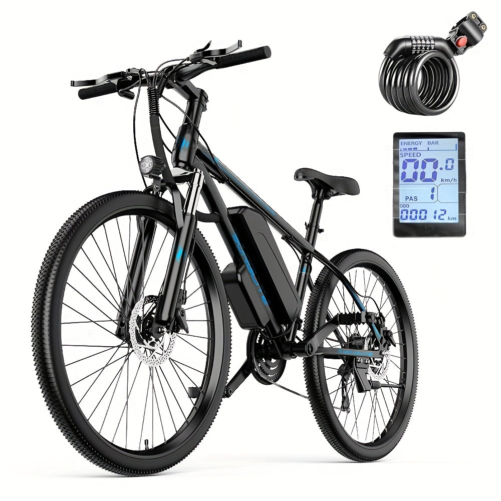 26" Electric Bike for Adults, 21-Speed Mountain EBike with 500W Peak Motor, Up to 20 MPH, 60 Miles Max Range, Electric Bicycle with Removable Battery & 5-Working Modes