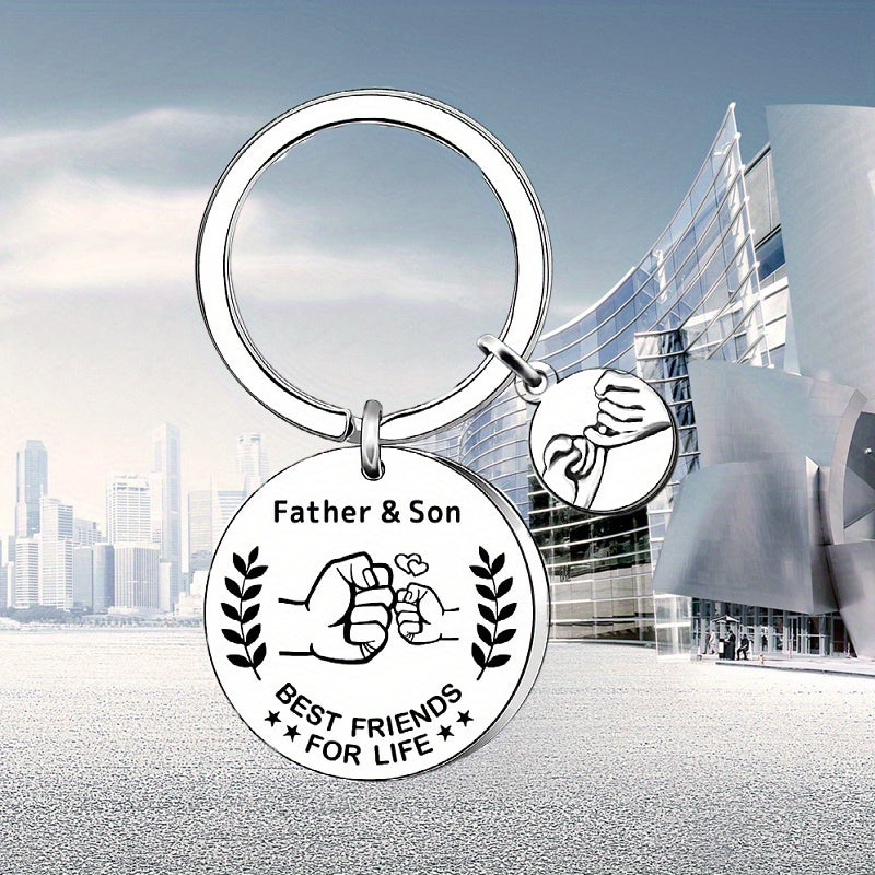 Dad Keychain Gifts From Son Stainless Steel Key Chain Ring Father & Son Best Friends For Life Key Chain Birthday Father's Day Gift For Dad Father Papa