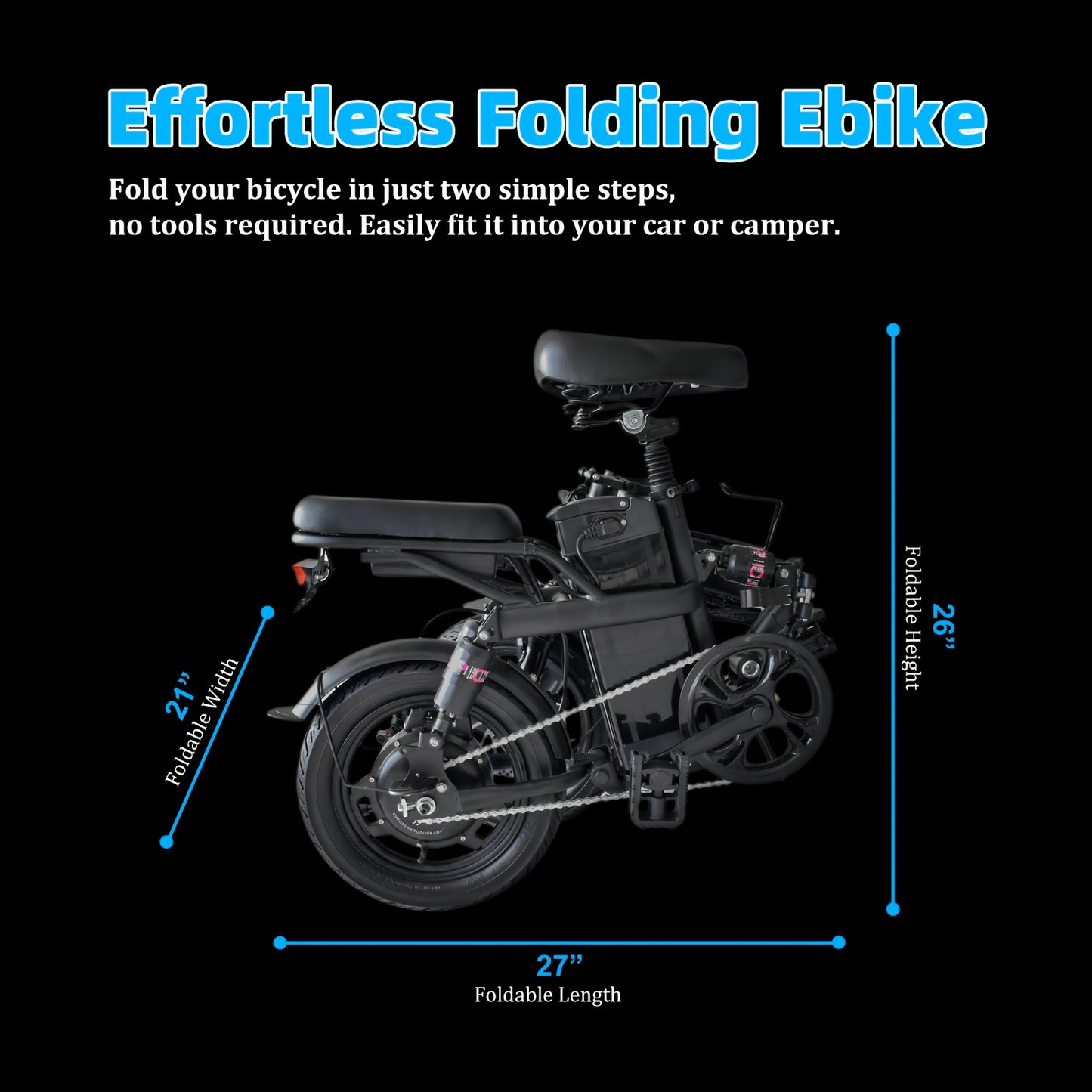 Folding Electric Bike For Adult 400W Rated Brushless Motor Ebike, 14" Tire, Max 48V 1440WH Electric Bicycle, 19MPH Max Speed, Multi-Shock Absorption E-bike, Commuter Ebike For Adults & Teens, Electric EBIKE For Adult Commuter