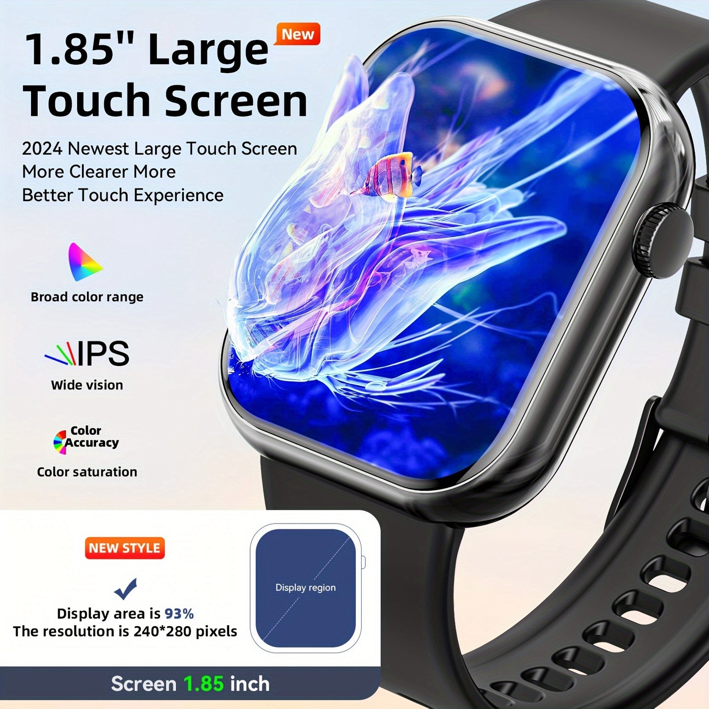 Mingtawn Smart Watch, Capable of Wireless Calls (Answering And Hanging Up), Features Various Sports Modes, Activity Tracking, Suitable for Both Men And Women, with a 1.85-Inch HD Screen. Over 100 Workout Options Available.
