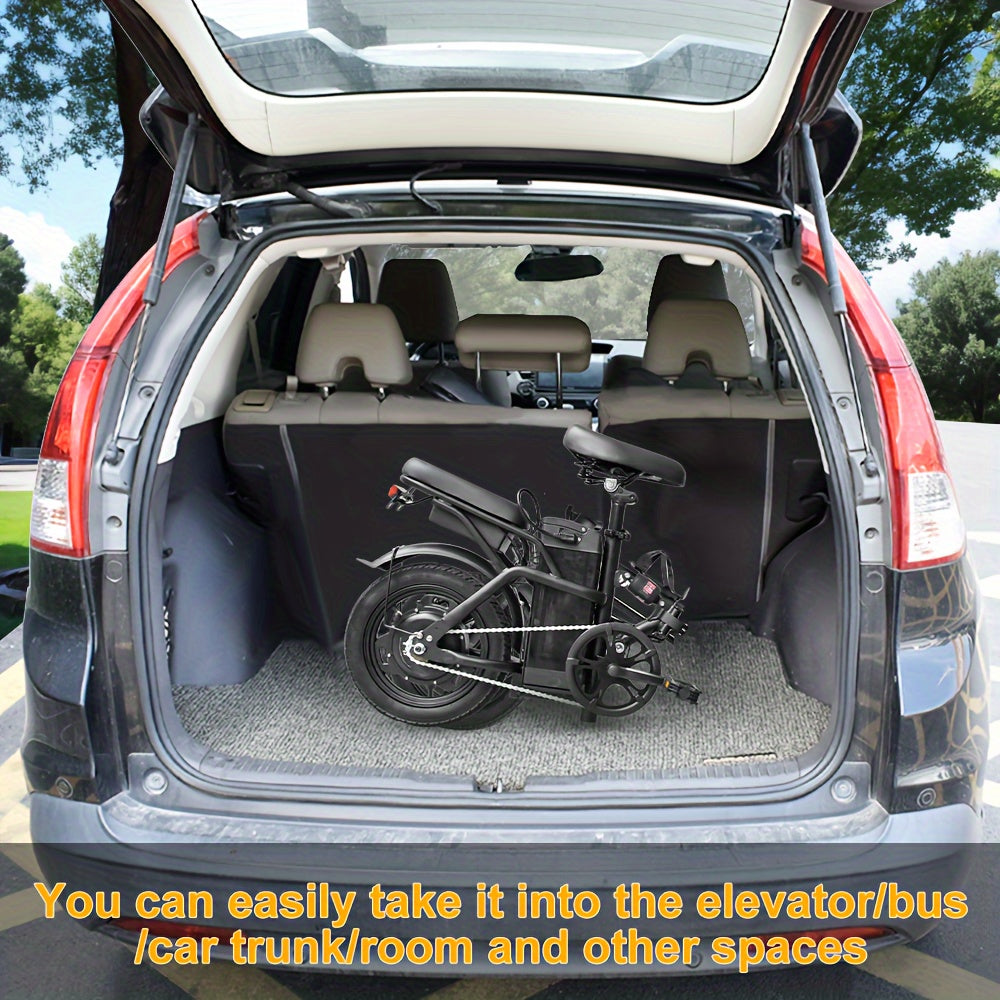 Electric Bike For Adults, 600W Peak 400W Motor, 20 Mph Folding E Bike, 14" Adults Electric Bicycle, 3 Levels Assist, Multi-Shock Mini E Bike With Brake Light, Basket, Water Bottle Rack