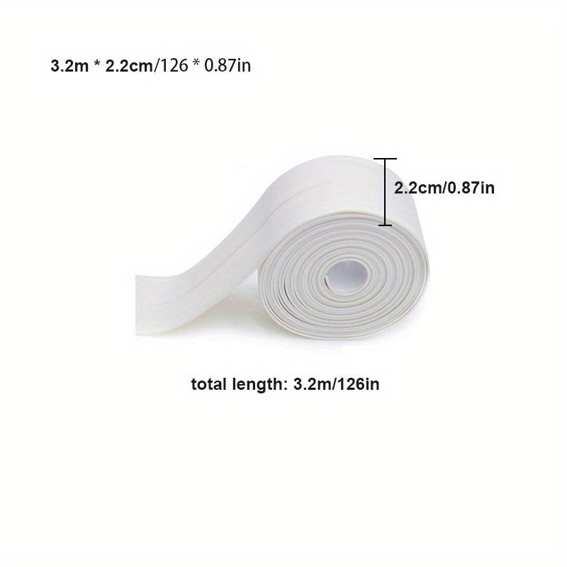 1pc Premium Waterproof Caulk Strip - Quick Install Self-adhesive Tape for Kitchen & Bathroom - Durable Anti-mildew Sealer with Edge Guard, Anti-Scratch Protection - Modern Design, Long-lasting Solution