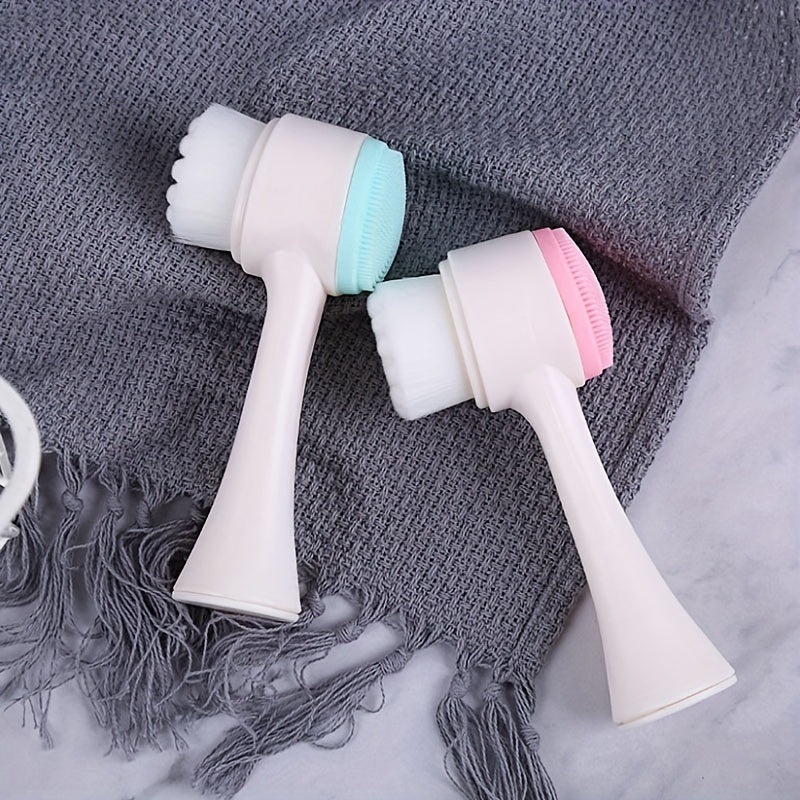 Facial Cleansing Brush, Double-sided Cleaning Tool, Soft Bristle Exfoliator, Cleaner Brush, Scrub Exfoliating Facial Brush For Face Care Makeup Skincare Removal
