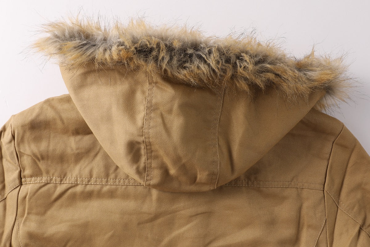 New Men's Fashion Warm And Thick Lamb Woolen Fleece Bomber Jacket Casual Tooling Zipper Hooded Windbreaker Jacket For Winter