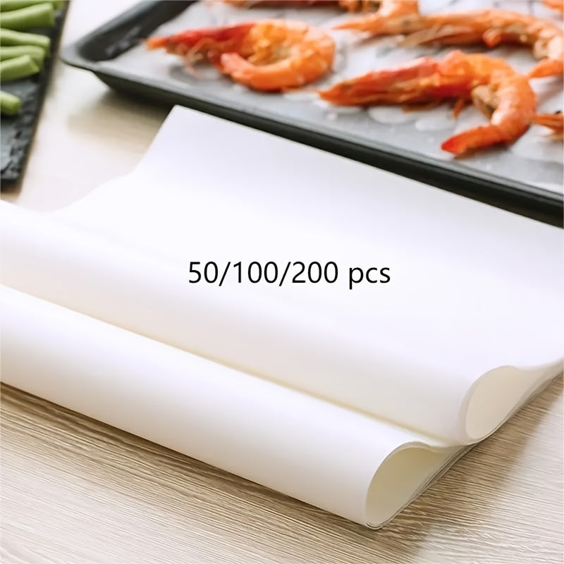 MOREDOR 50/100/200pcs Parchment Paper Baking Sheets, 12 x 16 Inch, Non-Stick, Unbleached Wood Material, for Baking, Cooking, Grilling, Air Fryer, Steaming - Kitchen Accessories Without Battery