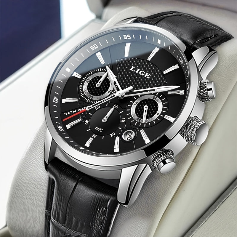 Watches Mens 2022 LIGE Top Brand Luxury Casual Leather Quartz Men's Watch Business Clock Male Sport Date Chronograph