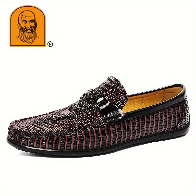 Men's Textured Moc Toe Loafer Shoes, Comfy Non-slip Slip On Shoes, Men's Shoes, Spring And Summer