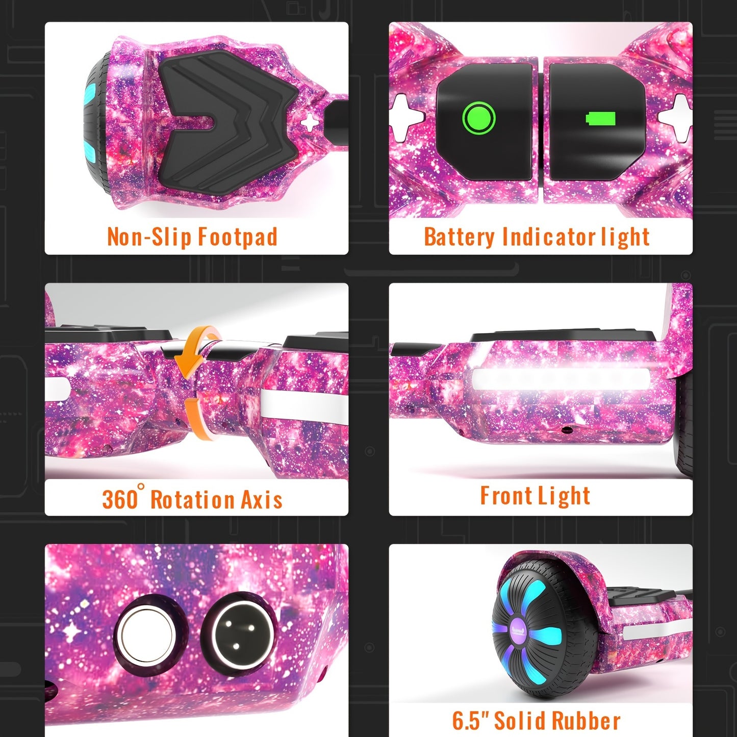 SIMATE K1 Hoverboard for All Ages - Self-Balancing Scooter with Vibrant LED Lights, 8 Speed Modes & Music Playback, Rechargeable Battery, Perfect for Youngsters, Teens & Adults - Ideal Gift for Holidays