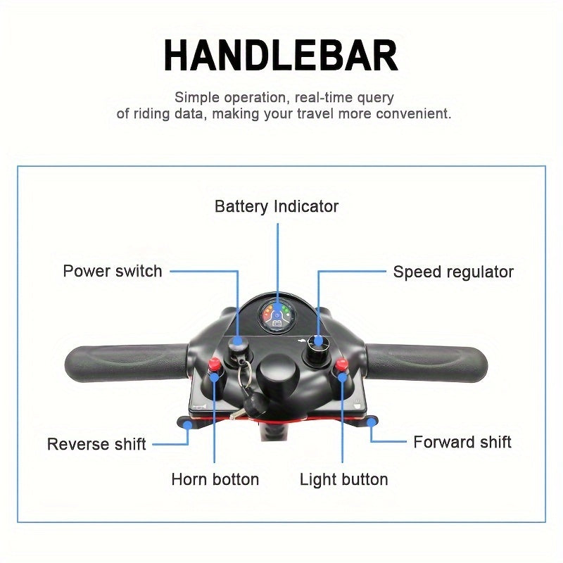 24V12Ah Folding 180W Electric Scooter Electric 4 Wheel 22km long range Foldable Mobility Scooters with light