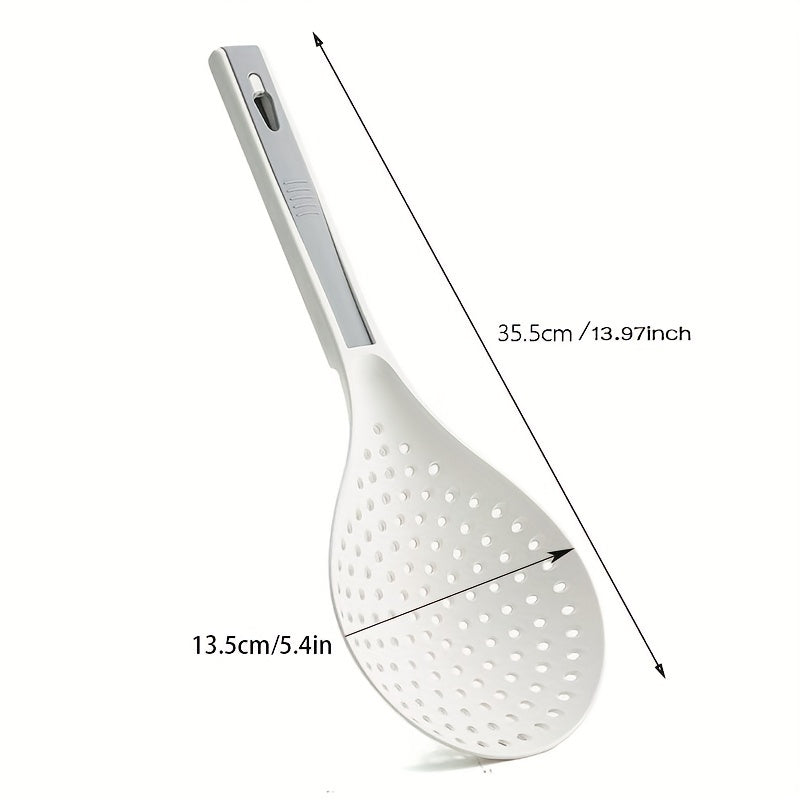 1pc Premium 2-in-1 Cooking Spoon Strainer - Long Handle Colander with Clip for Easy Widen Draining, Noodles Blanched Water Scoop, Space-Saving Kitchen Utensils for Cooking and Serving